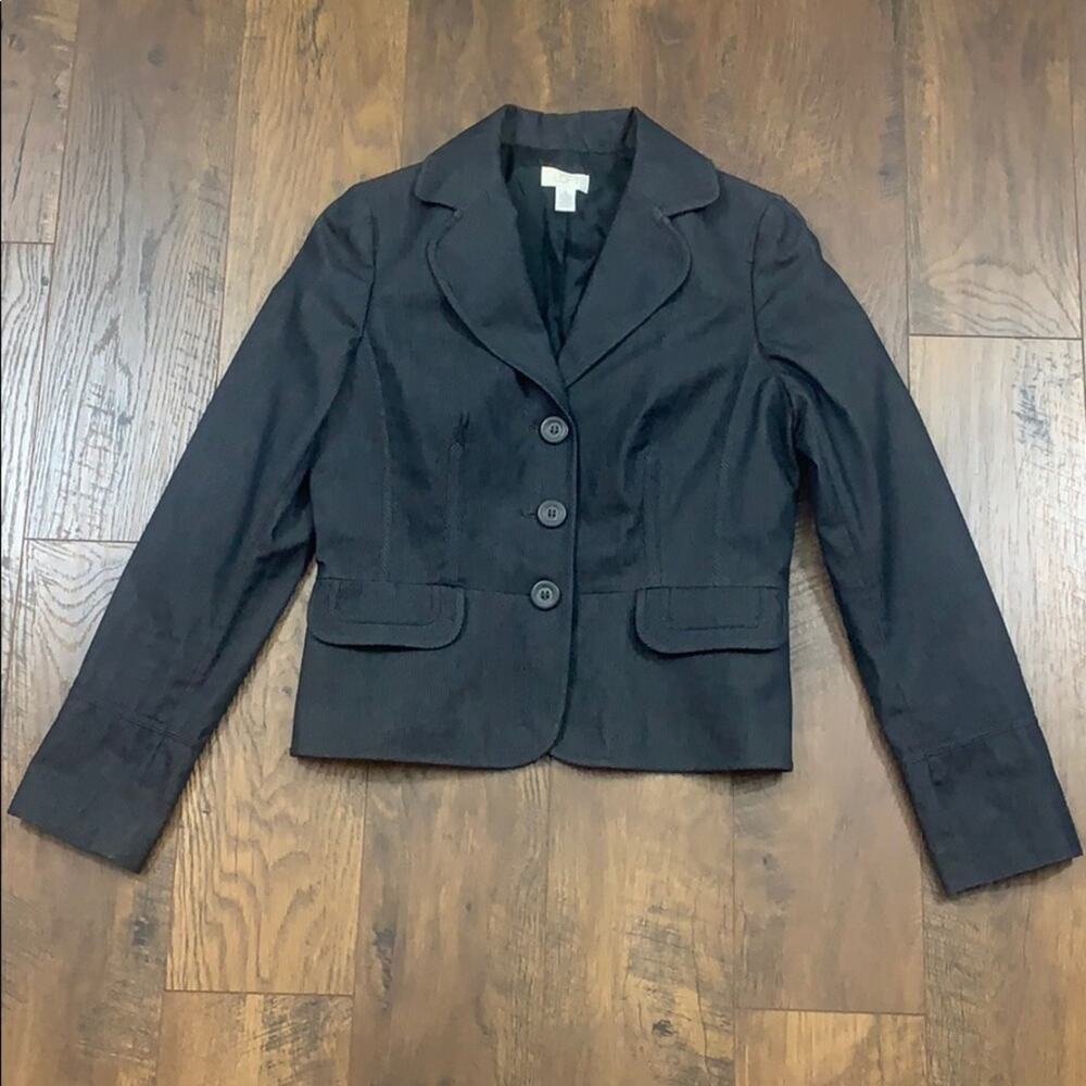Ann Taylor Loft Charcoal Gray Pinstriped Blazer